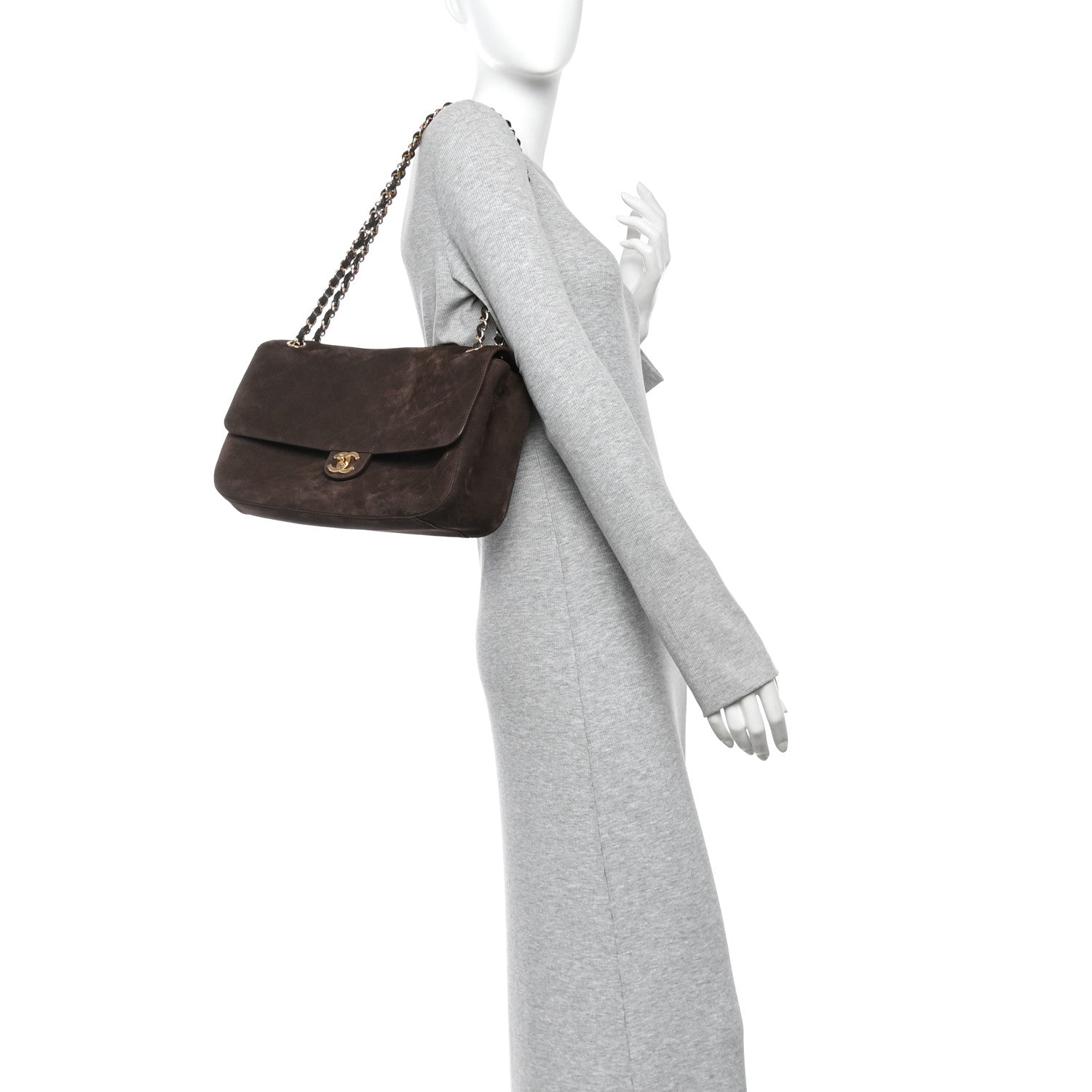 Chanel Suede Calfskin Small Souplissimo Maxi Flap Dark Brown 2 of 11