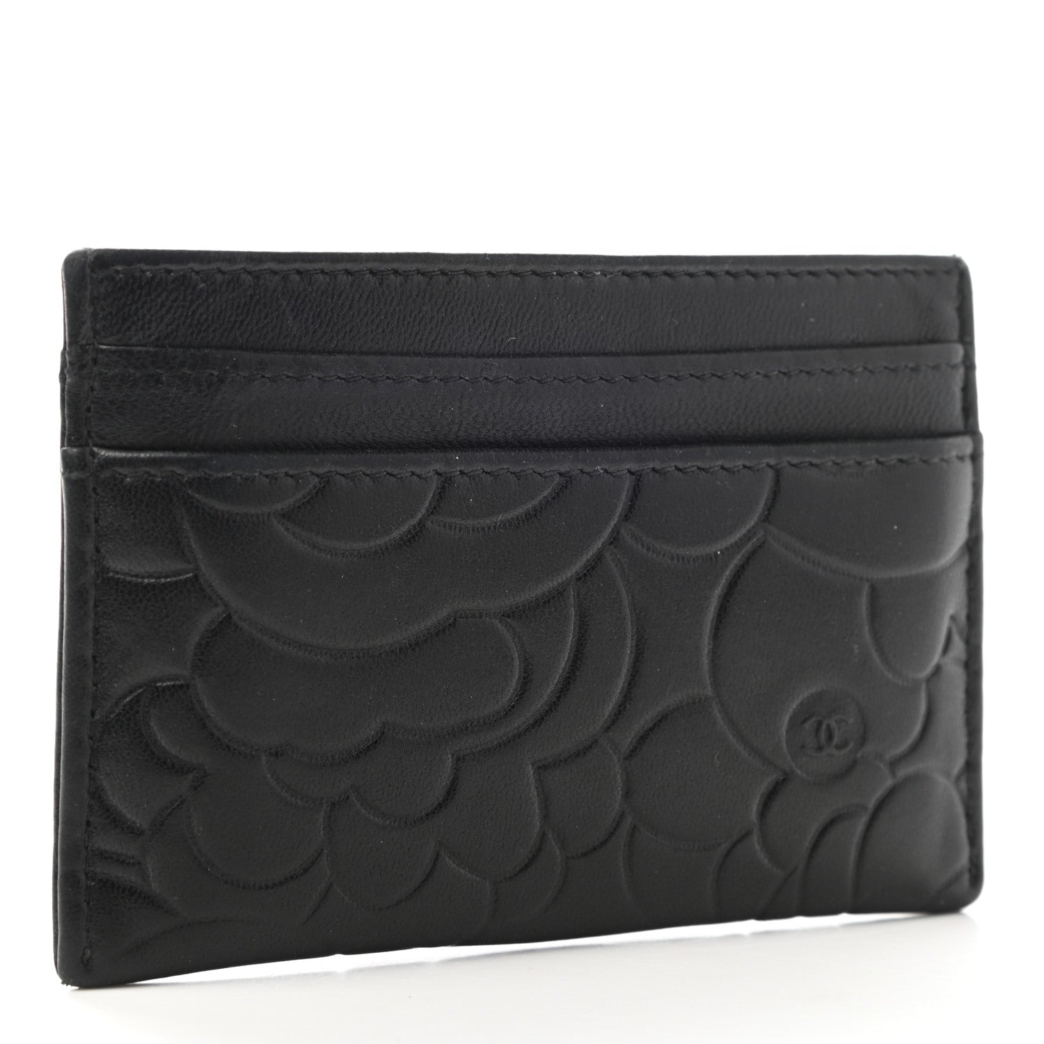 Chanel Lambskin Camellia Embossed Card Holder Black 3 of 8