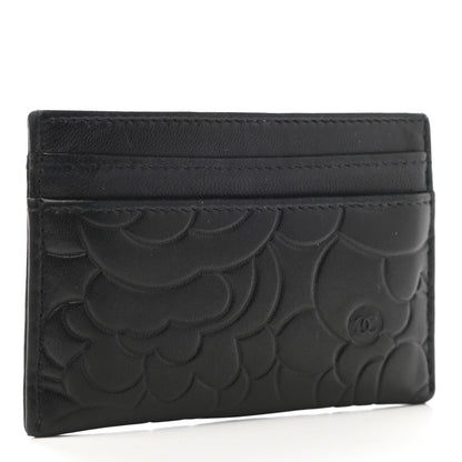 Chanel Lambskin Camellia Embossed Card Holder Black 3 of 8