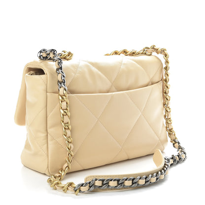 Chanel Goatskin Quilted Large 19 Flap Beige 3 of 10