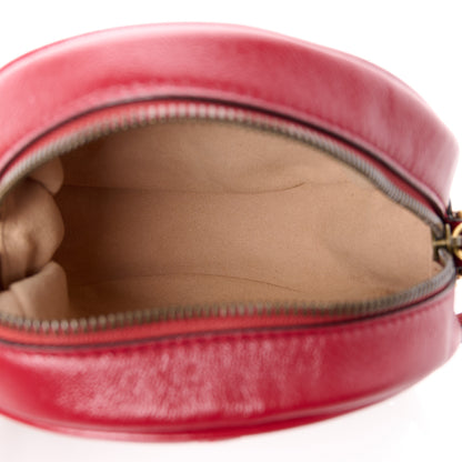 Gucci Glazed Calfskin Matelasse Heart Mini GG Marmont Round Shoulder Bag Romantic Cerise 5 of 11