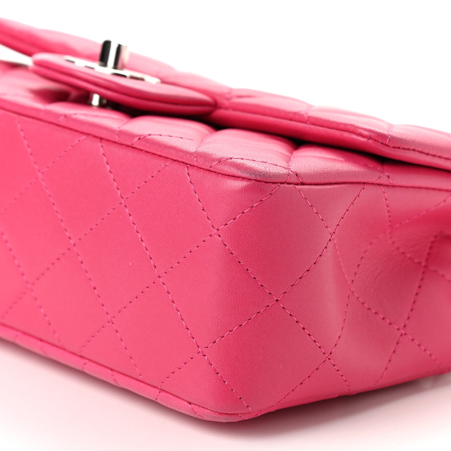 Lambskin Quilted Mini Rectangular Flap Pink