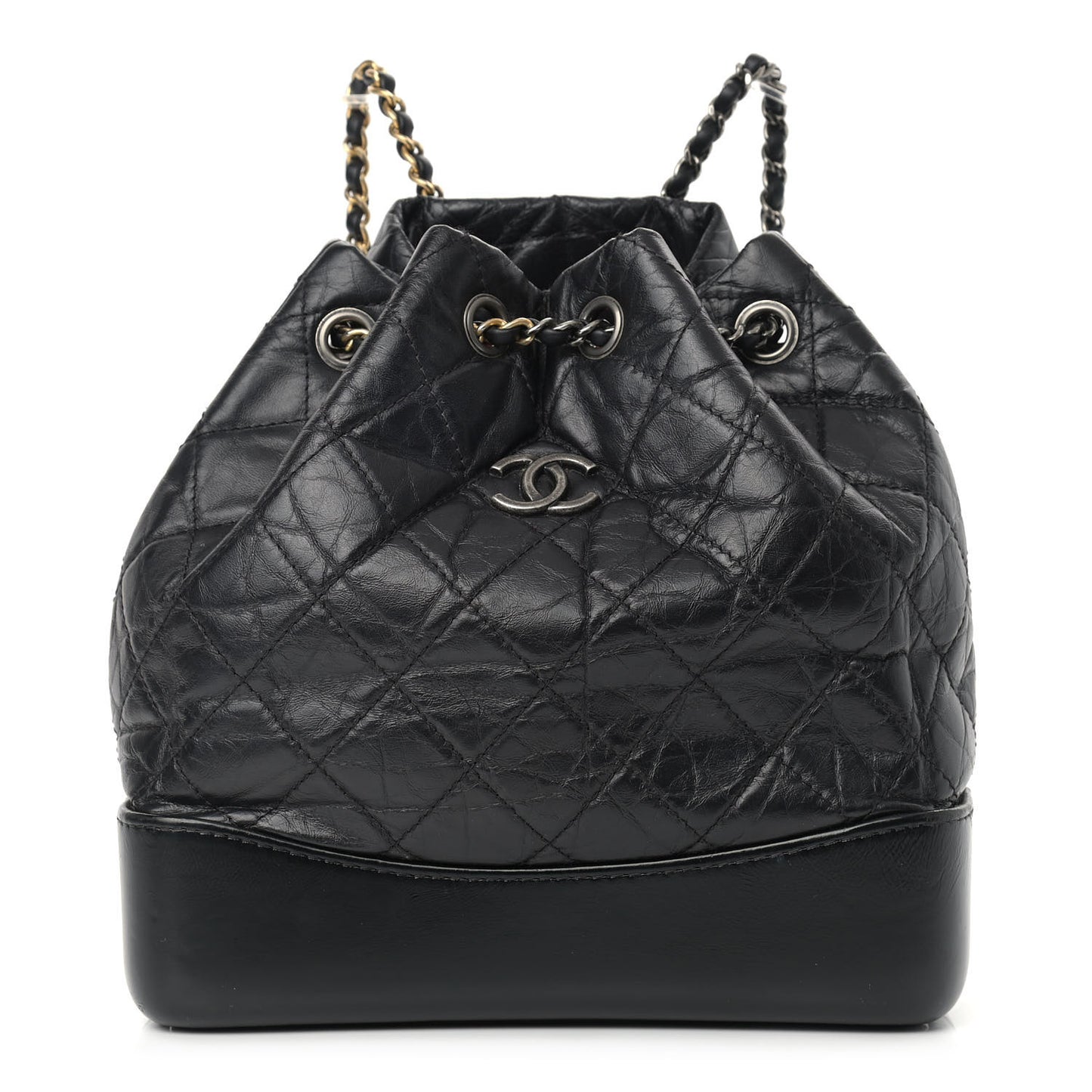 Aged Calfskin Quilted Small Gabrielle Backpack Black