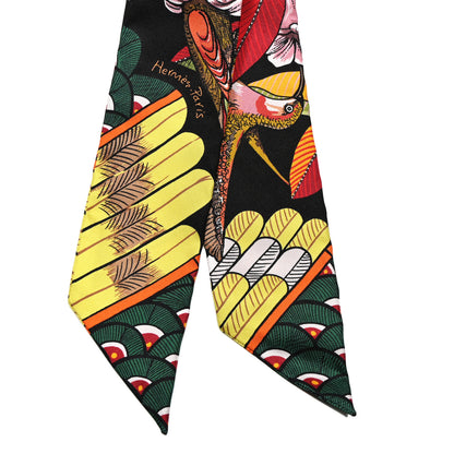 Hermes Silk Tree Of Song Twilly Black Rouge Vert 2 of 4