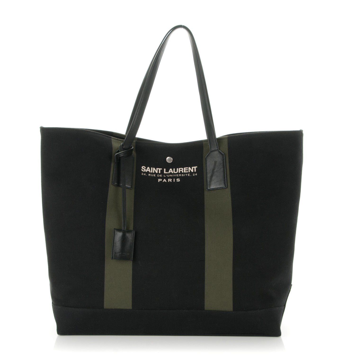 Saint Laurent Canvas Beach Shopping East West Tote Black 1 of 9