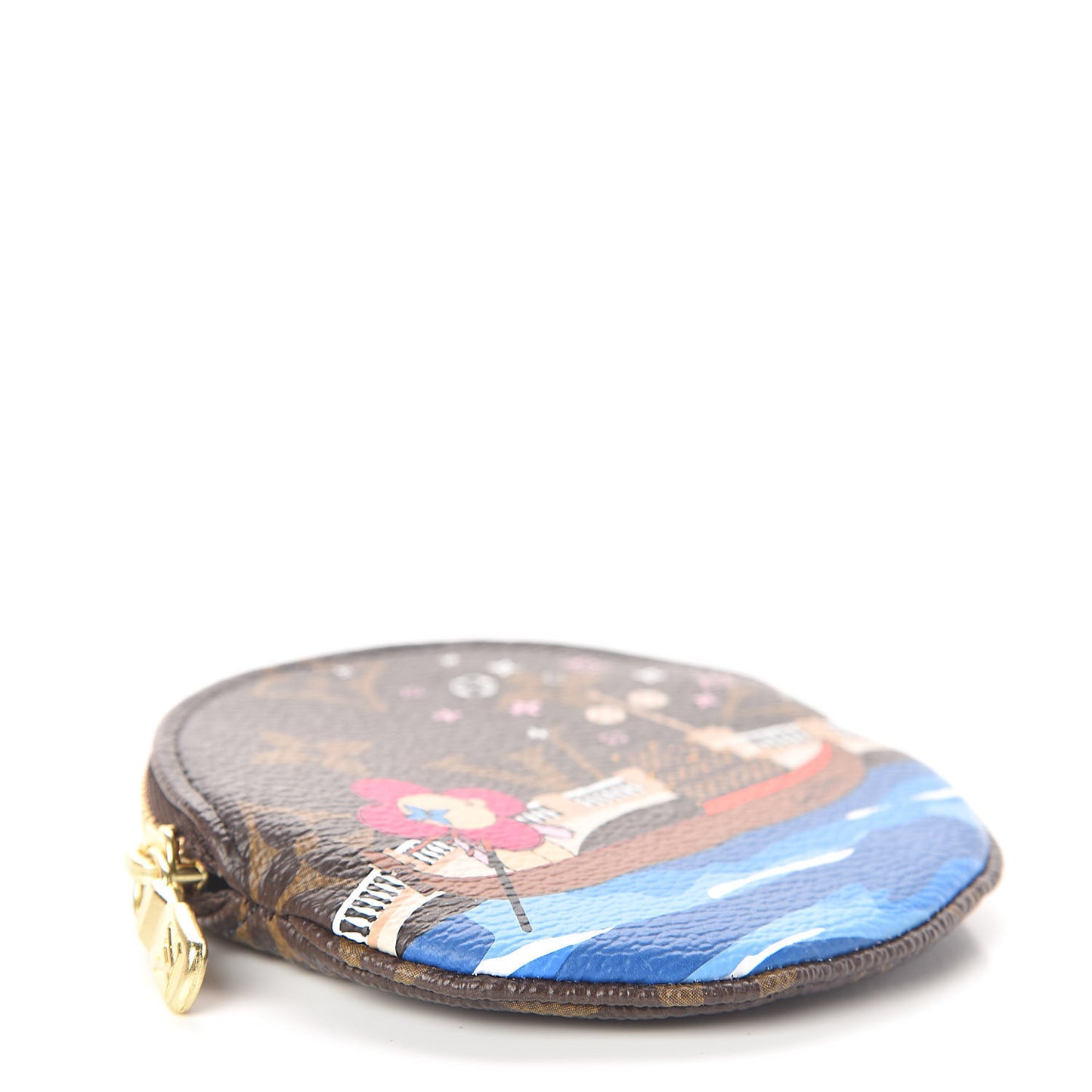 Monogram 2019 Christmas Animation Round Coin Purse Blue