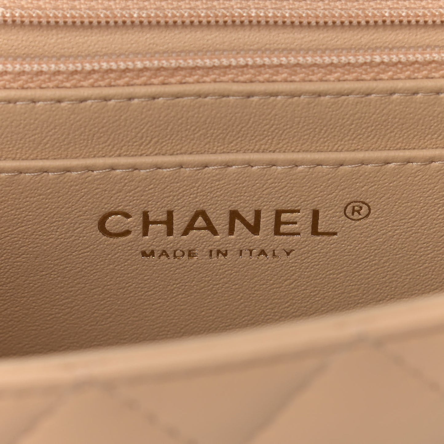 Lambskin Quilted Mini Rectangular Flap Beige
