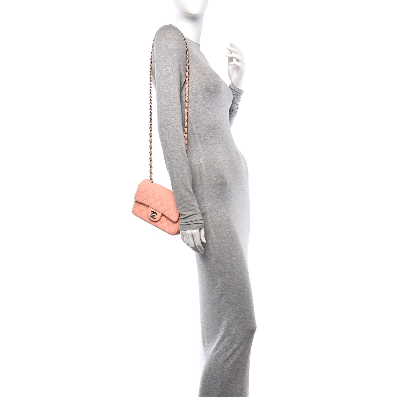 Chanel Lambskin Quilted Mini Rectangular Flap Light Orange 2 of 12