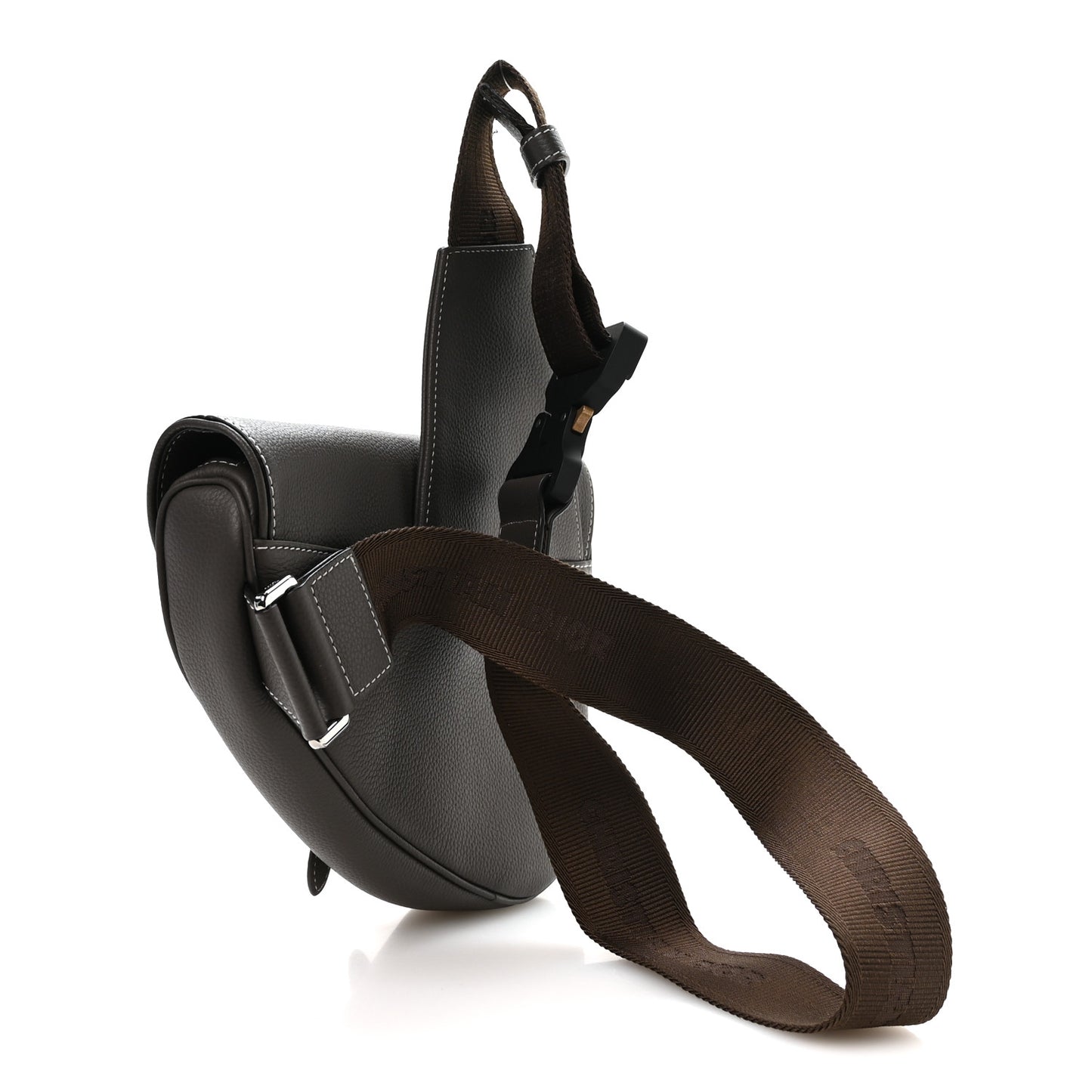 Grained Calfskin Mens Saddle Bag Ebony