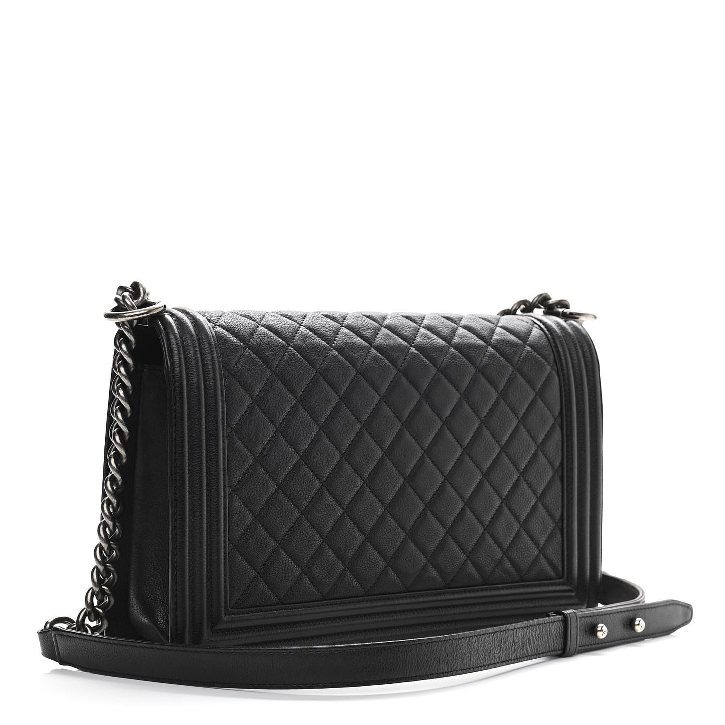 Grained Calfskin Quilted New Medium Boy Flap Black