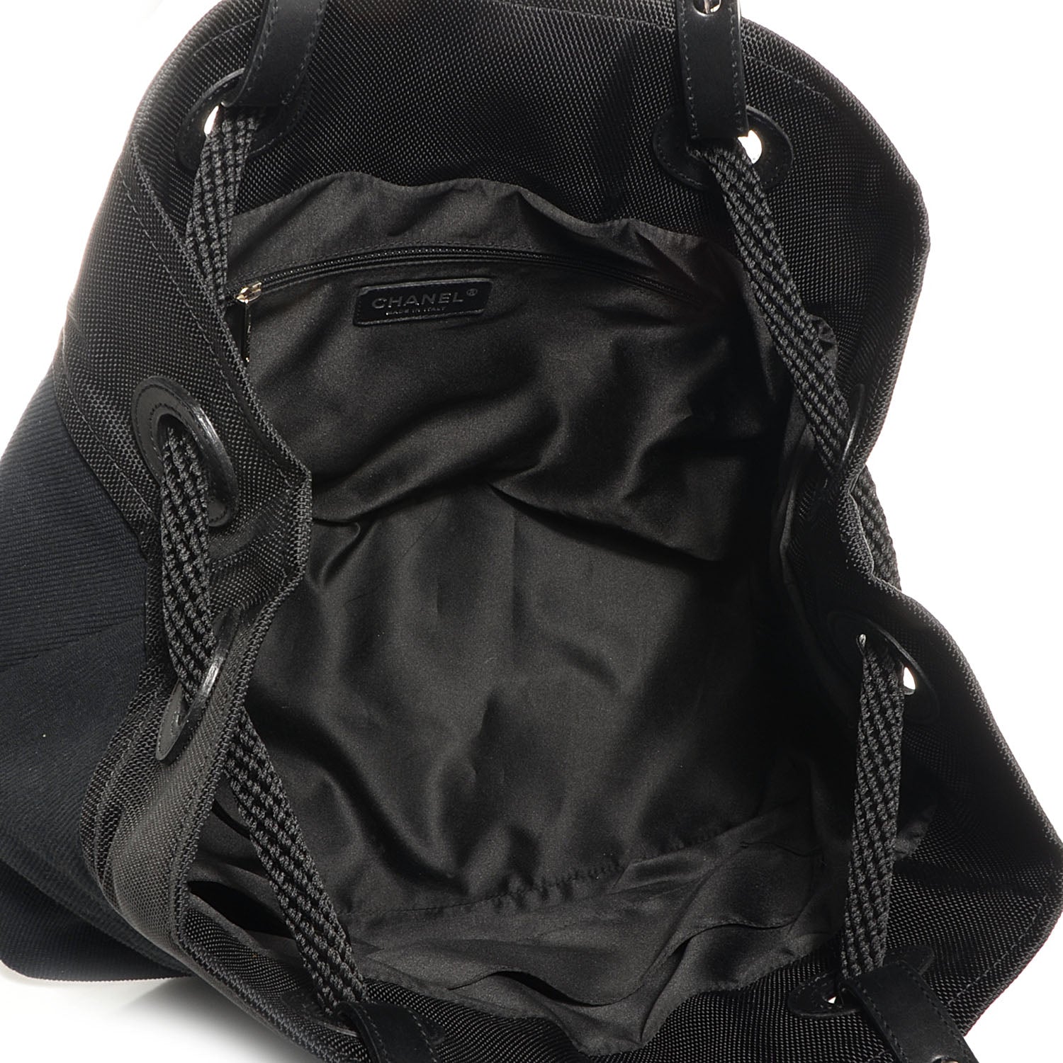 Chanel Canvas Drawstring Paris Biarritz CC Cabas Black 5 of 7
