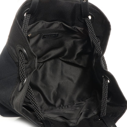 Chanel Canvas Drawstring Paris Biarritz CC Cabas Black 5 of 7
