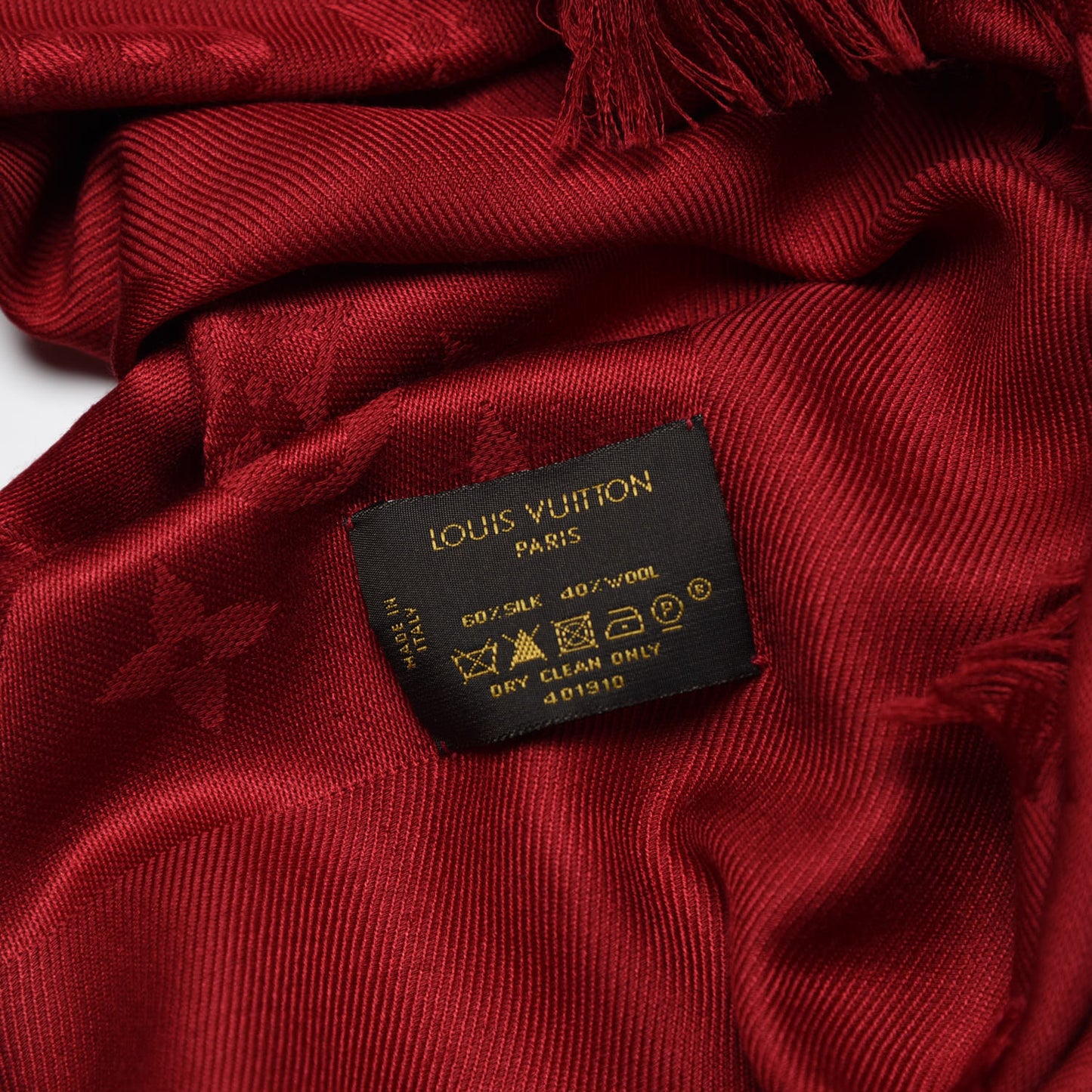 Silk Wool Monogram Shawl Pomme D'Amour