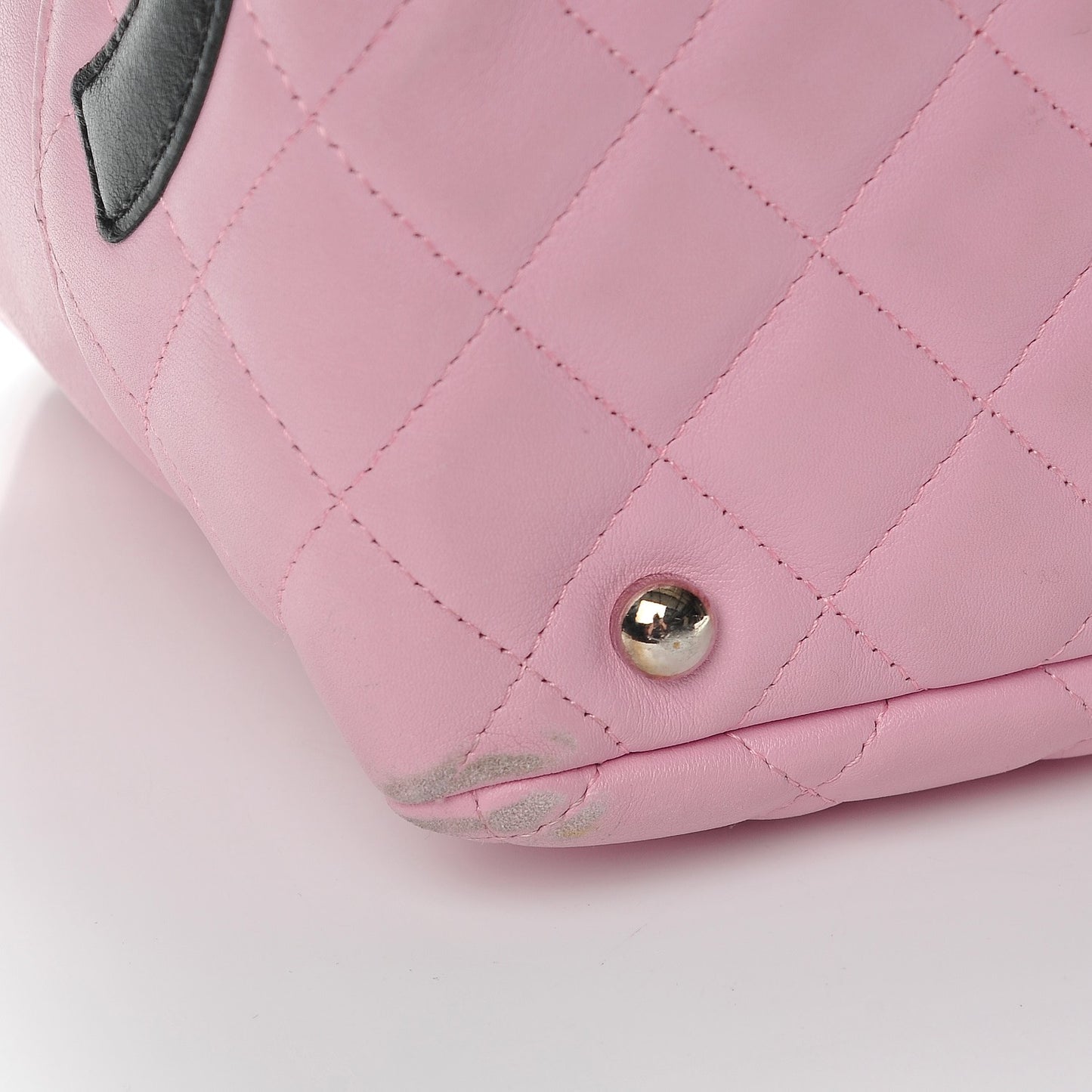 Calfskin Quilted Large Cambon Bowler Pink Black