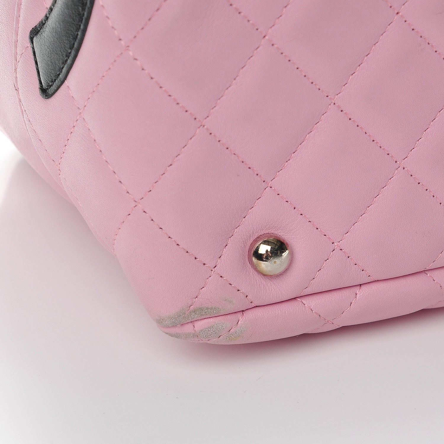 Chanel Calfskin Quilted Large Cambon Bowler Pink Black 13 of 16