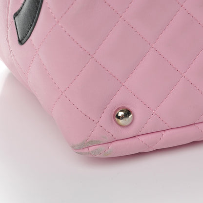 Chanel Calfskin Quilted Large Cambon Bowler Pink Black 13 of 16