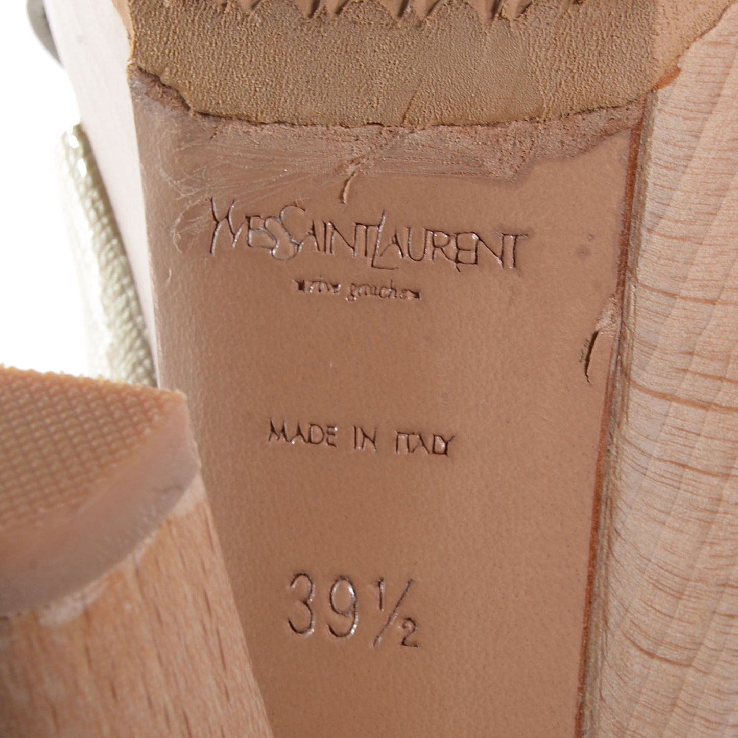 Patent Wood Tribute 105 Platform Sandals 39.5 Beige
