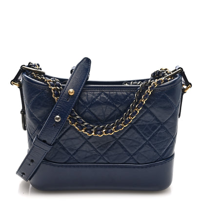Chanel Aged Calfskin Quilted Small Gabrielle Hobo Navy 1 of 10