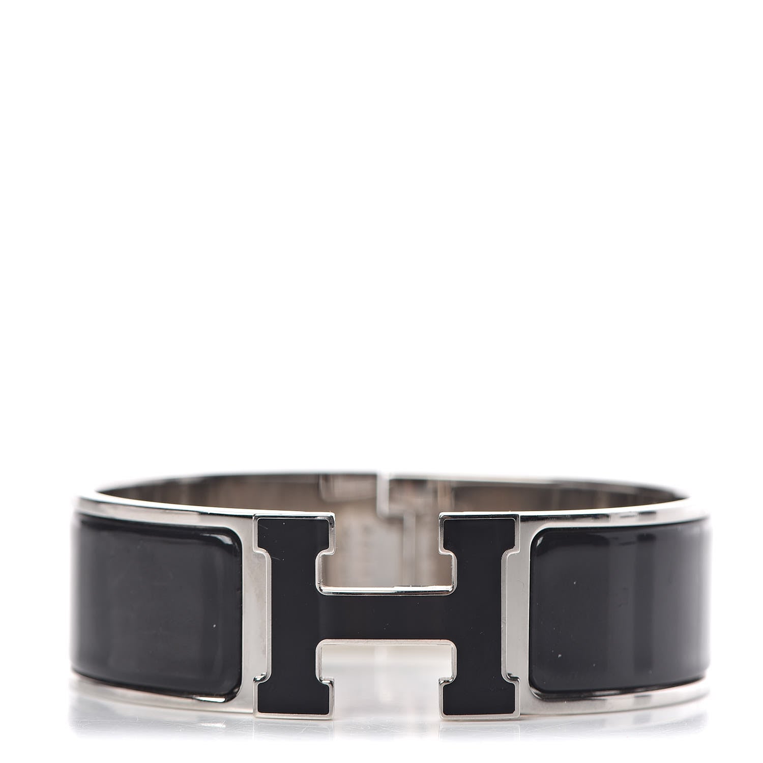 Hermes Enamel Wide Clic Clac H Bracelet GM Black 1 of 5