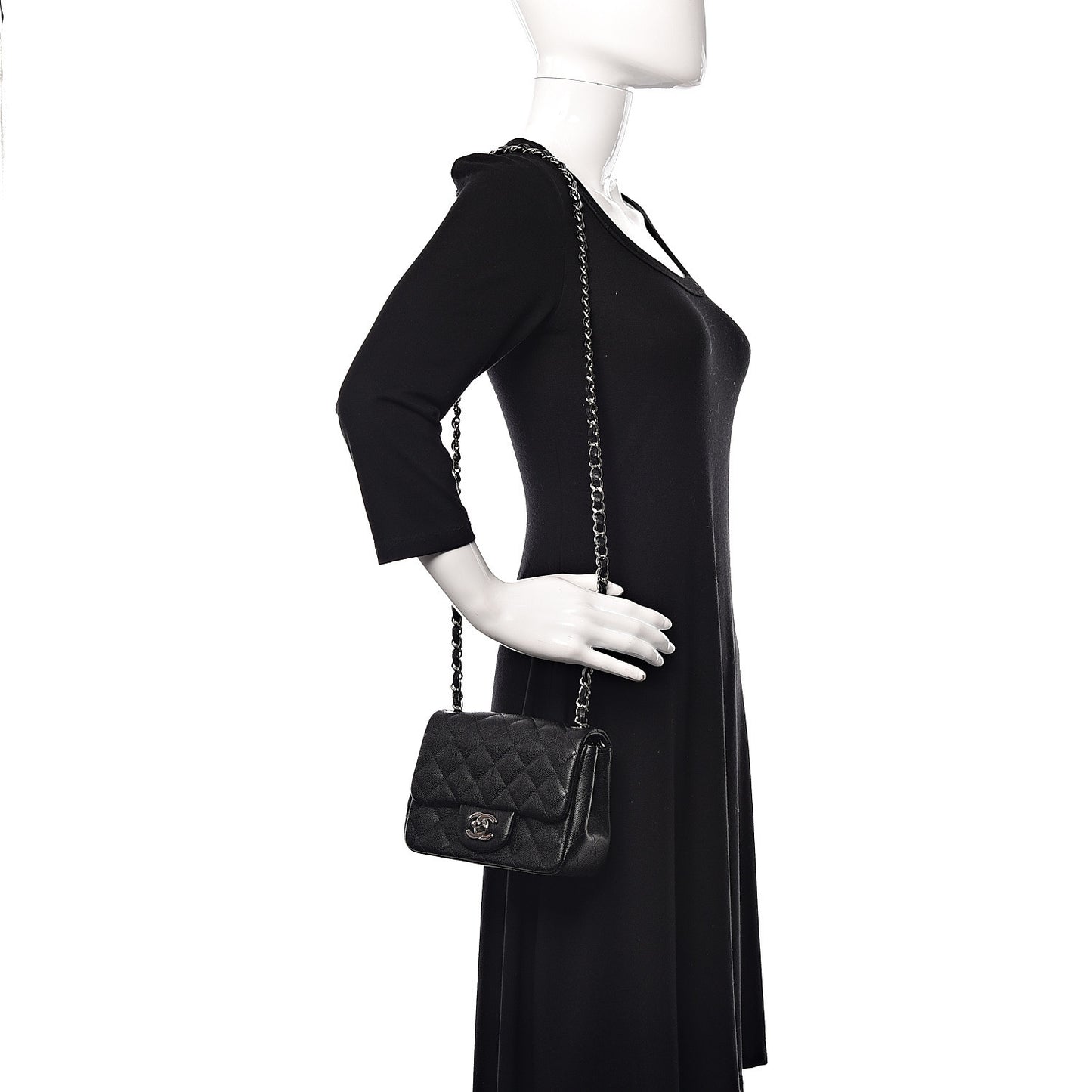 Caviar Quilted Mini Square Flap Black