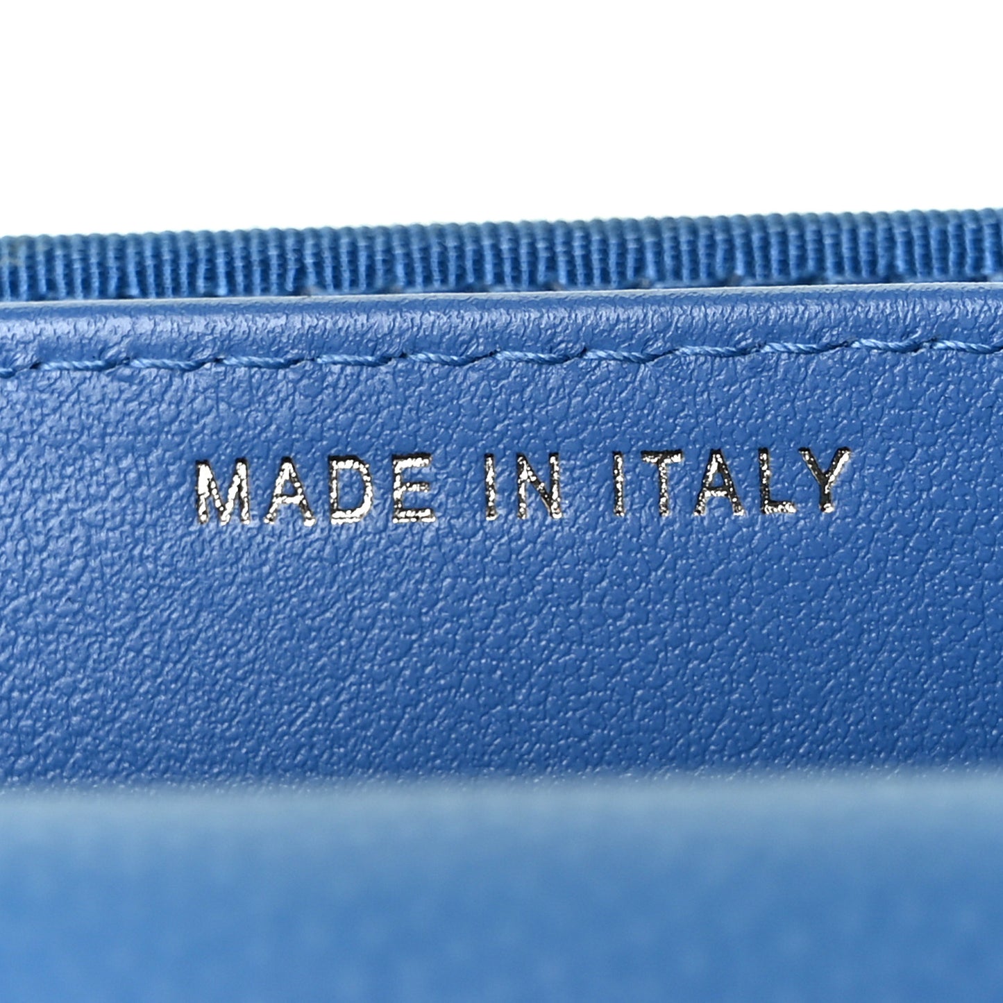 Caviar Flat Chevron Quilted Flap Card Holder Wallet Blue