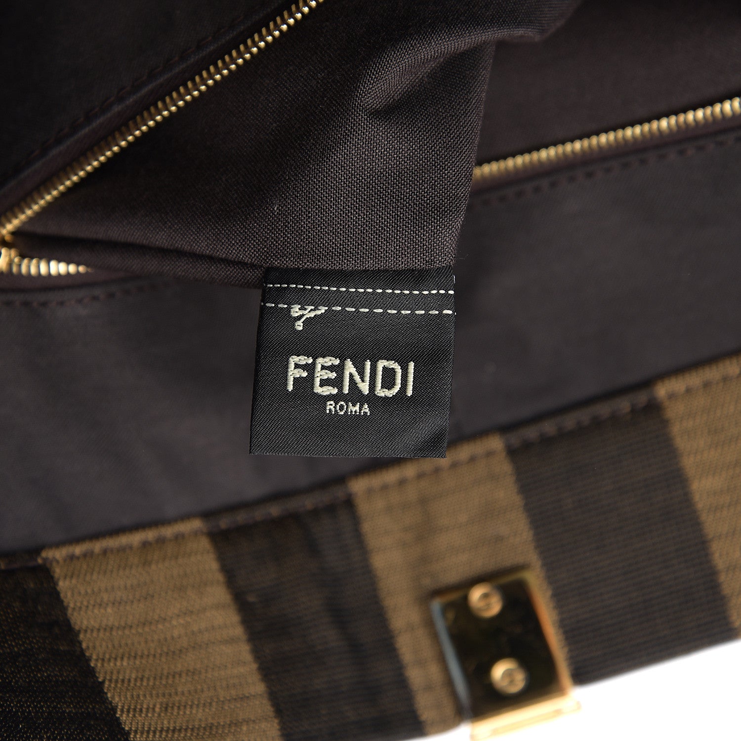 Fendi Fabric Jacquard Vitello Seta Plexiglass Pequin Gingham Large Fendi Sunshine Shopper Tote Tobacco Moro Black 5 of 11