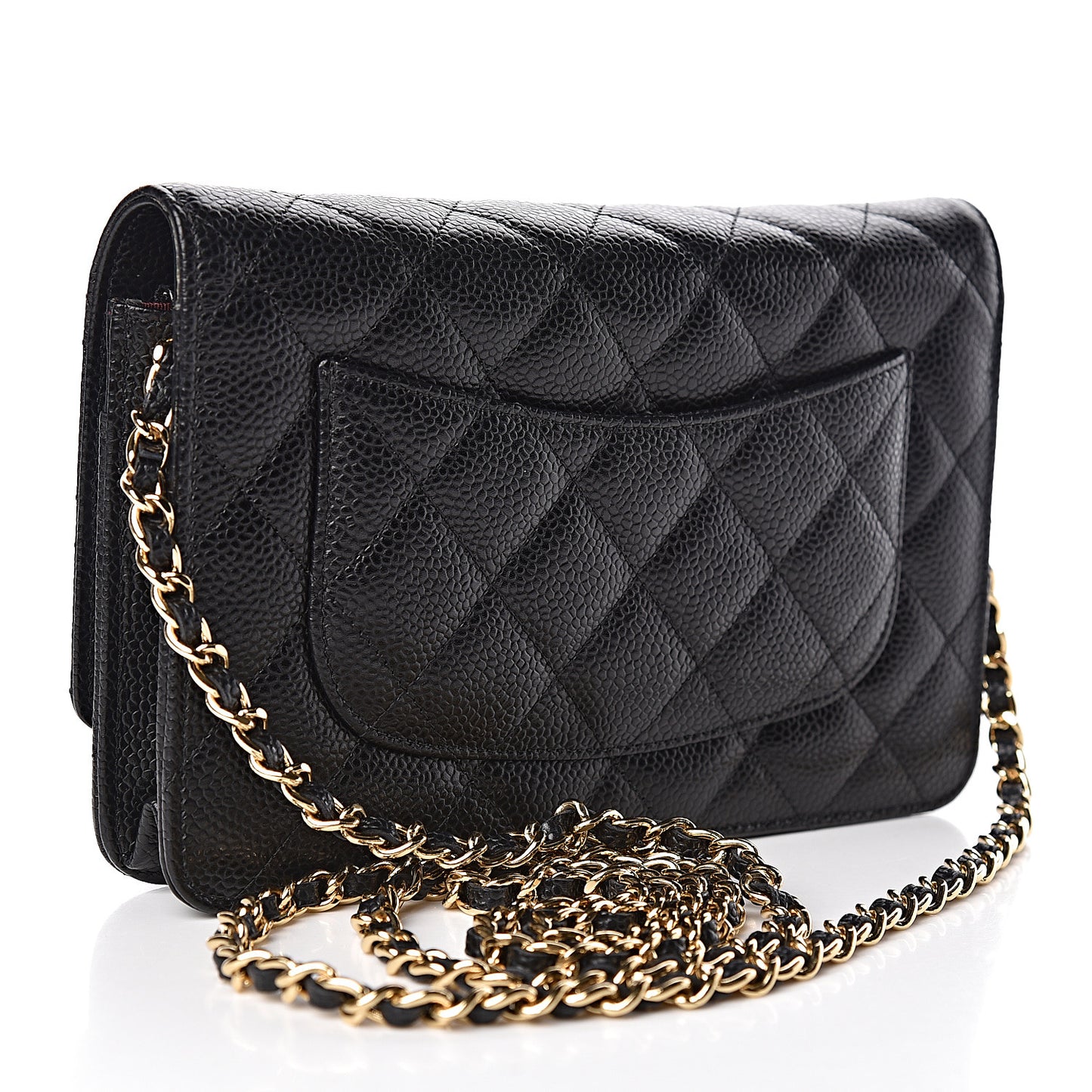 Caviar Quilted Wallet On Chain WOC Black