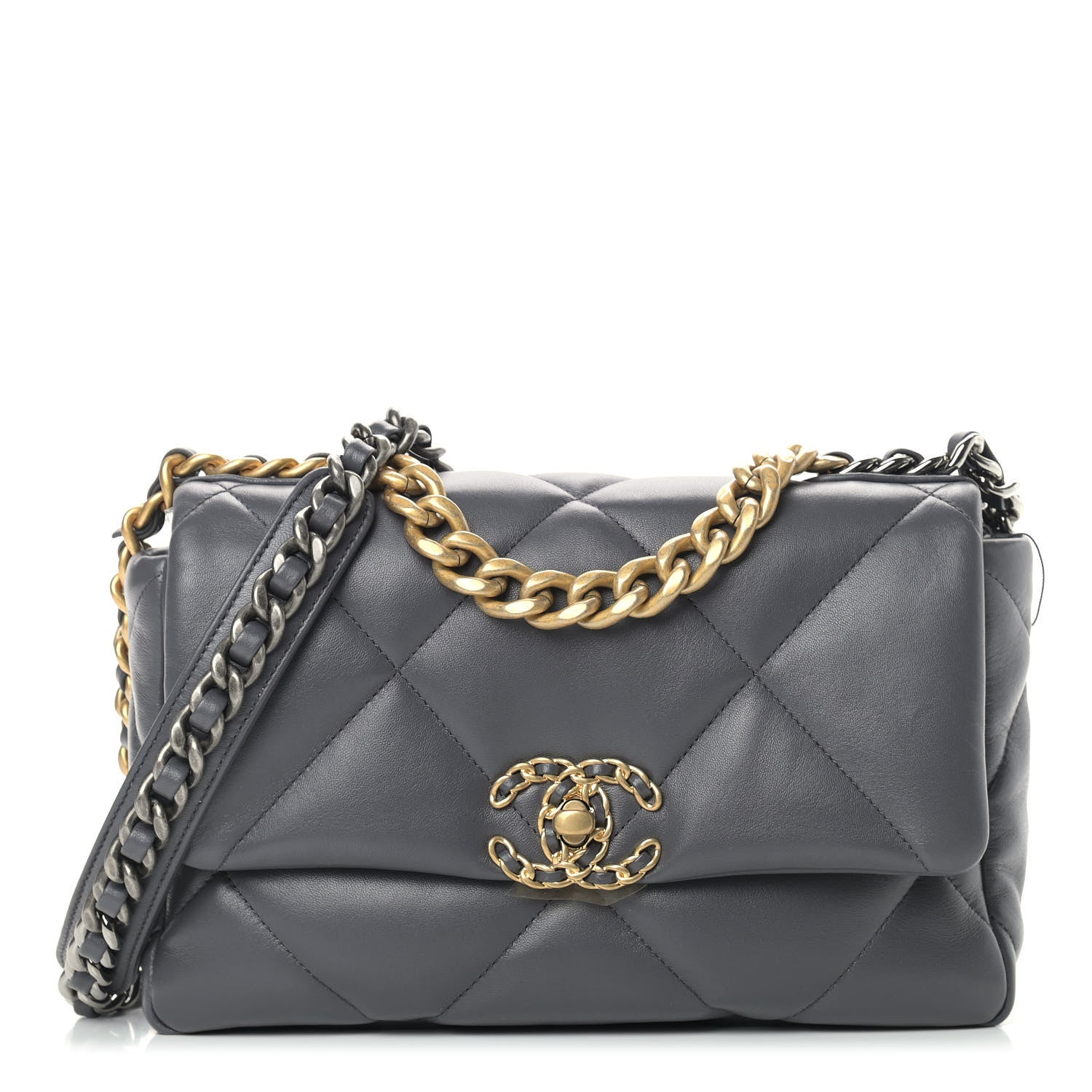 Chanel Lambskin Quilted Medium Chanel 19 Flap Dark Grey 1 of 9