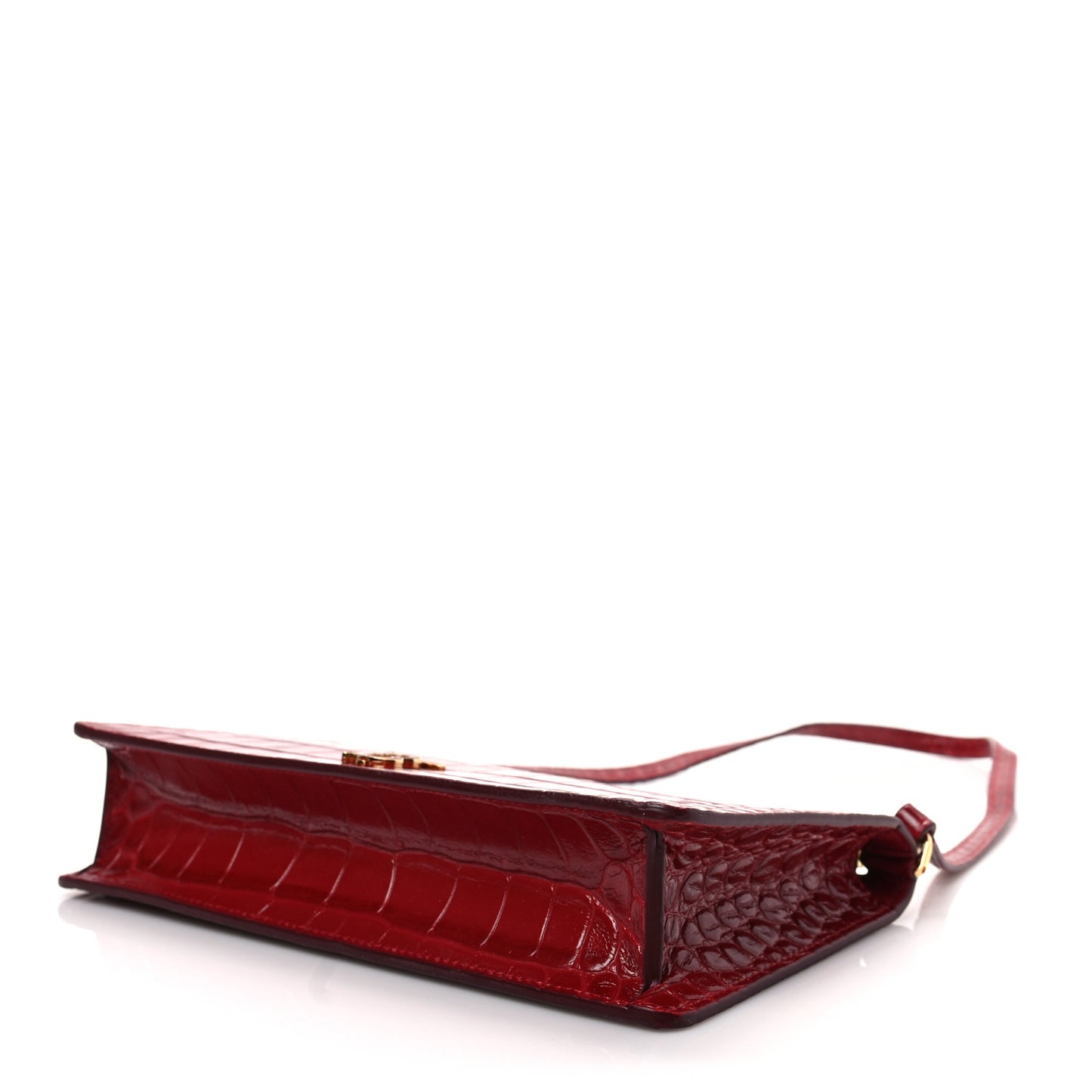 Calfskin Alligator Embossed Mini TB Shoulder Pouch Dark Carmine