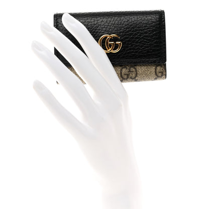 Gucci Dollar Calfskin GG Supreme Monogram GG Marmont 6 Key Holder Case Black Beige Ebony 2 of 6
