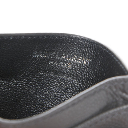 Saint Laurent Grain De Poudre Matelasse Chevron Monogram Credit Card Case Dark Anthracite 6 of 7