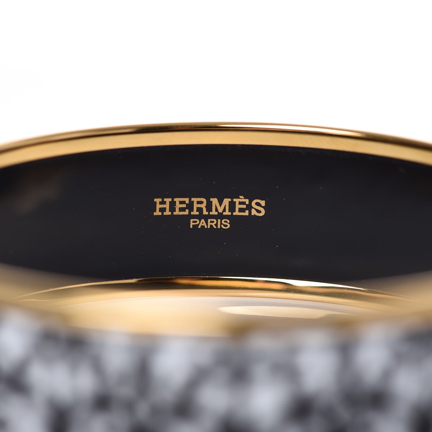 Hermes Enamel Printed Wide Balcons du Guadalquivir Bracelet 65 Black 4 of 5