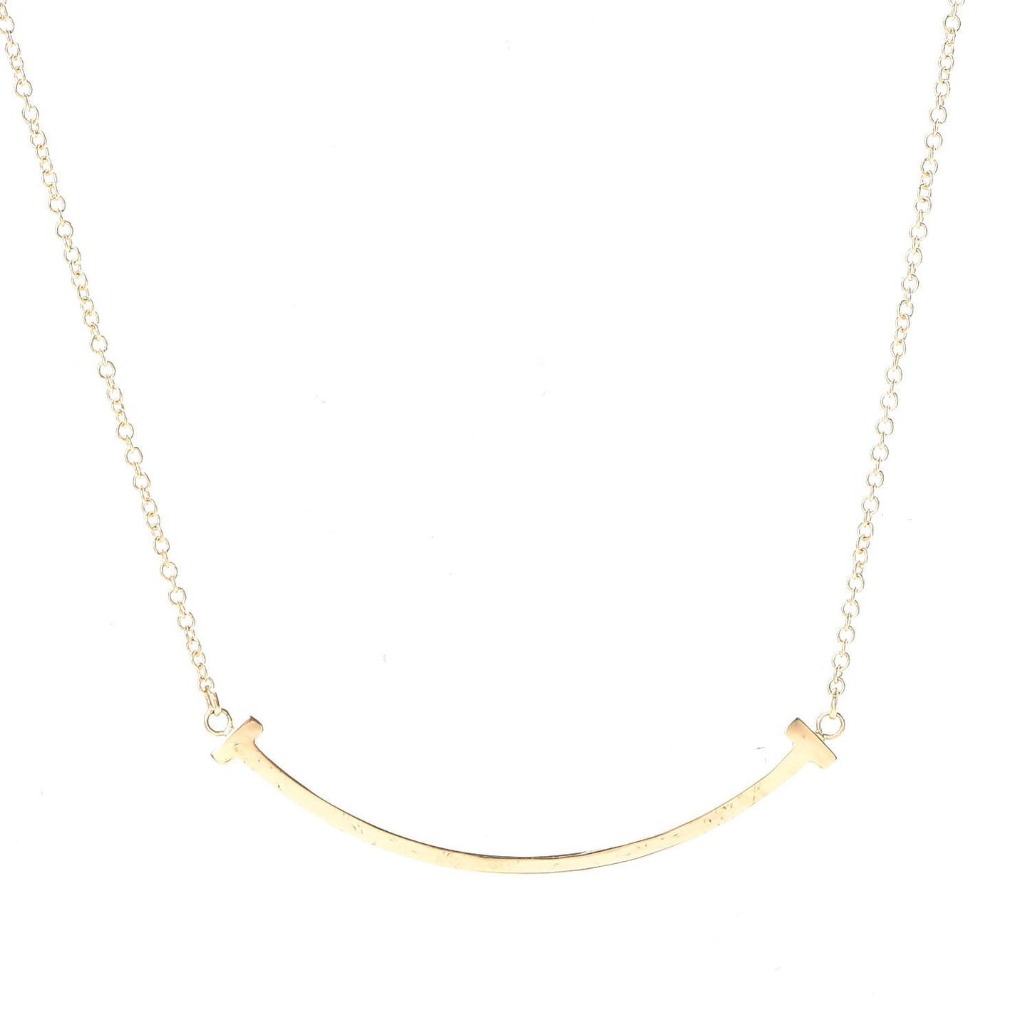 18K Yellow Gold Small T Smile Pendant Necklace