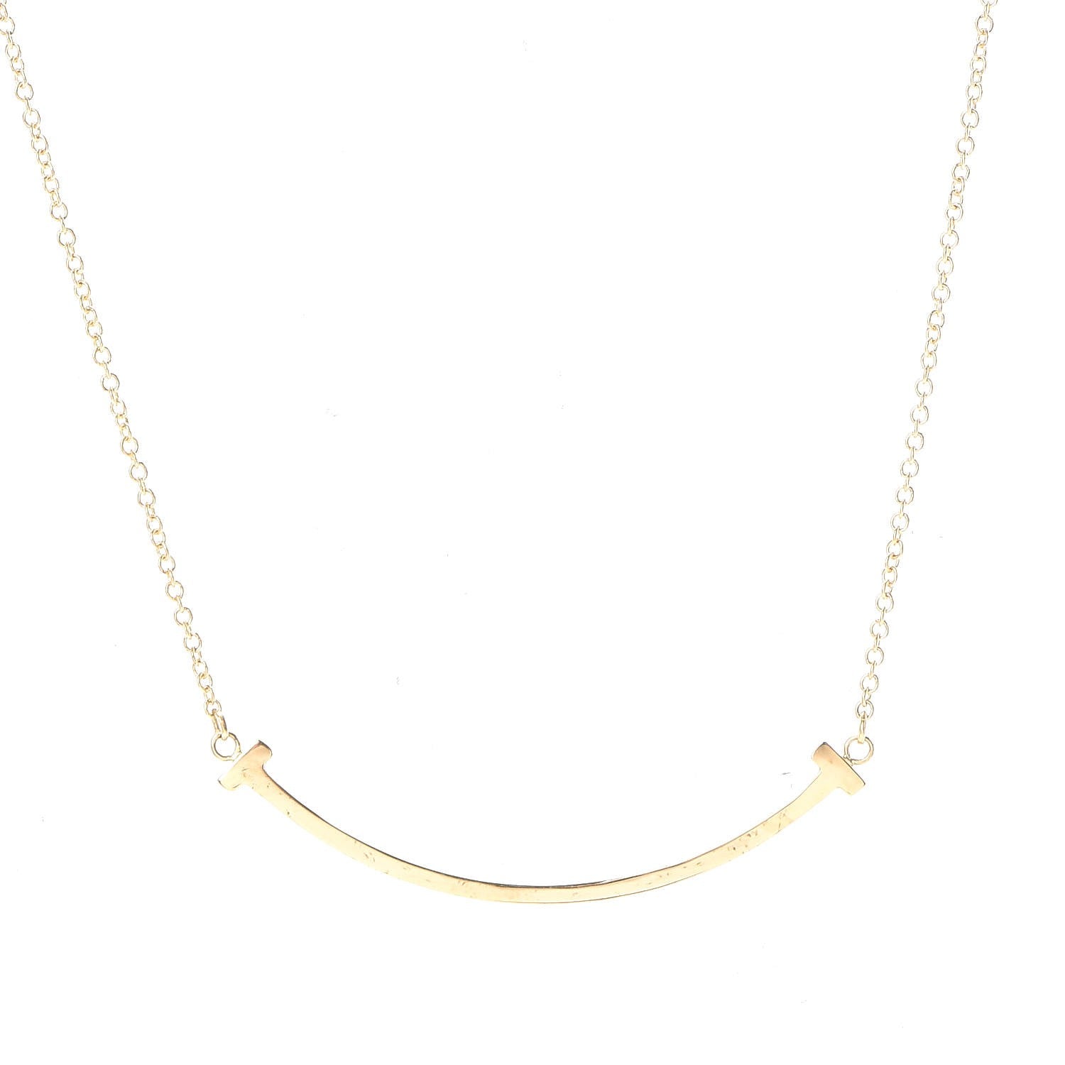 Tiffany 18K Yellow Gold Small T Smile Pendant Necklace 3 of 7