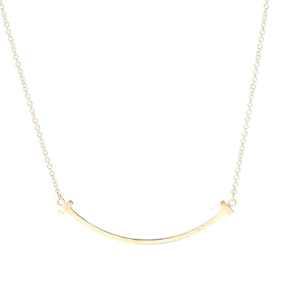 Tiffany 18K Yellow Gold Small T Smile Pendant Necklace 3 of 7