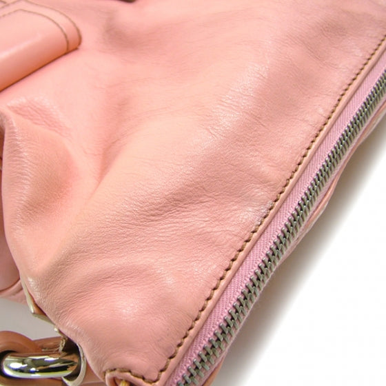 Leather Large Multipocket Hobo Pink