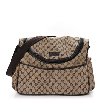 Gucci Monogram Natural Pigskin Large Diaper Bag Beige Ebony Cocoa Dark Chocolate 1 of 16