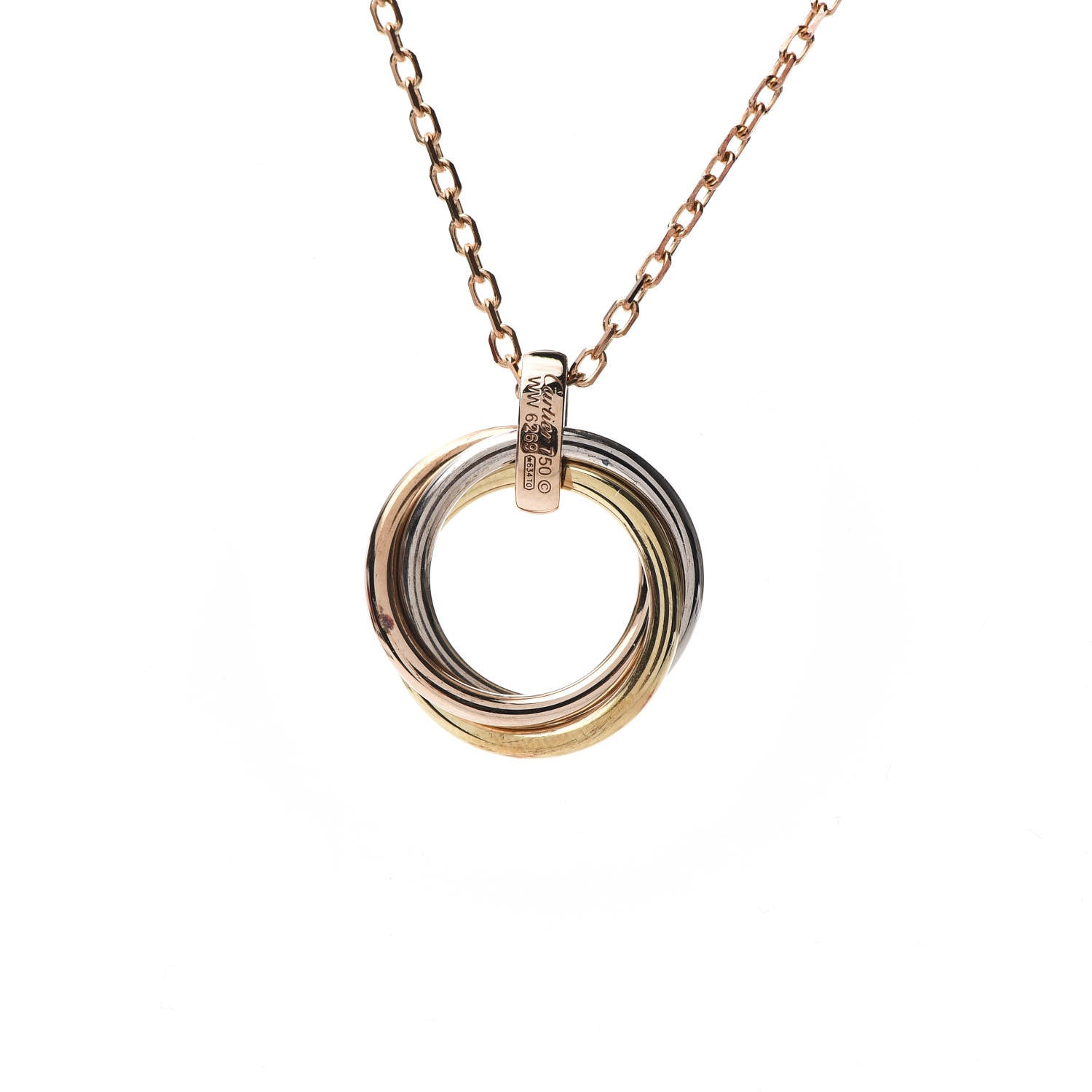 Cartier 18K Pink White Yellow Gold Diamond Trinity Pendant Necklace 5 of 6