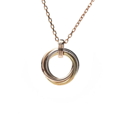 Cartier 18K Pink White Yellow Gold Diamond Trinity Pendant Necklace 5 of 6
