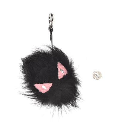 Fendi Fox Fur Shearling Crystal Pinky Punky Monster Bag Bug Charm Black Bubblegum 2 of 5