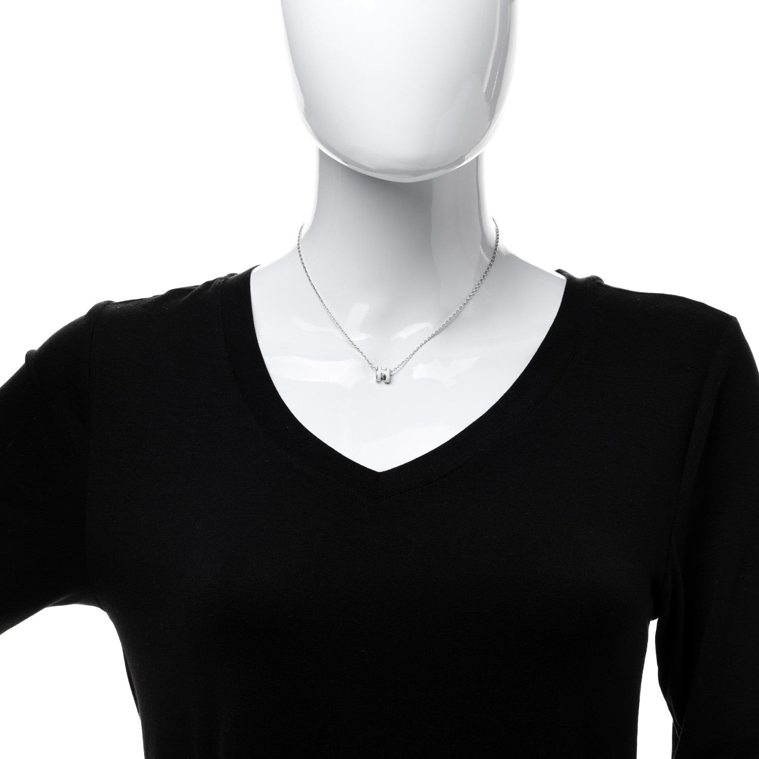 Hermes Lacquered Palladium Mini Pop H Pendant Necklace White 2 of 8