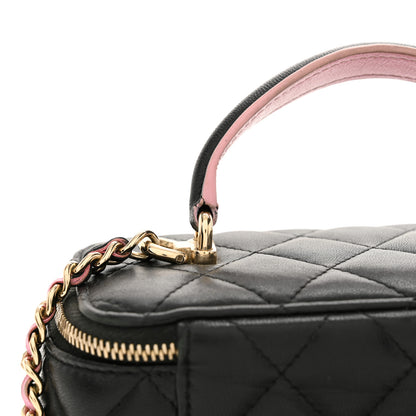 Chanel Lambskin Quilted Small Top Handle Vanity Case With Chain Black Lilac 13 of 15