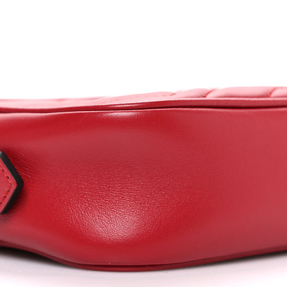 Gucci Calfskin Matelasse Mini GG Marmont Chain Shoulder Bag Hibiscus Red 9 of 10