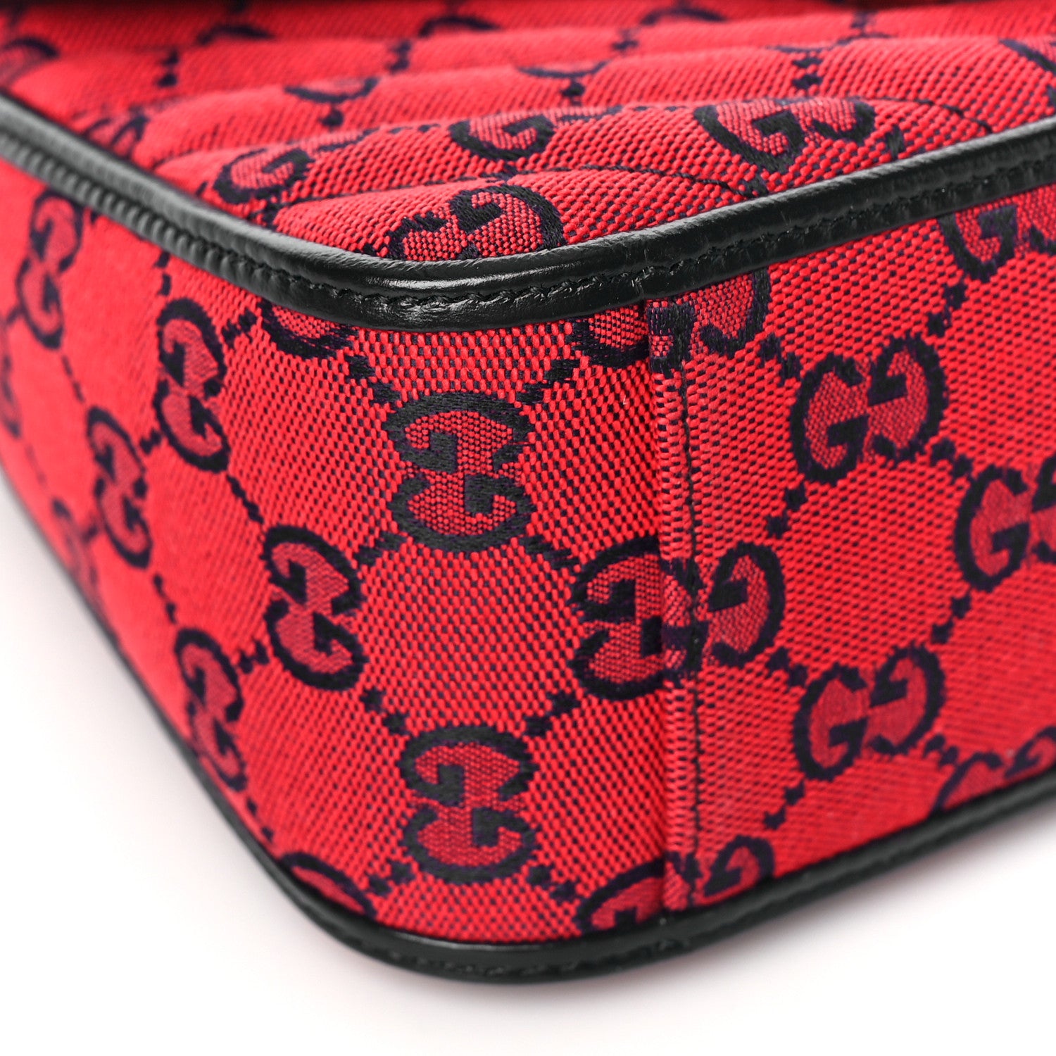 Gucci Monogram Multicolor Matelasse Diagonal Mini GG Marmont Top Handle Shoulder Bag Red Blue 8 of 9