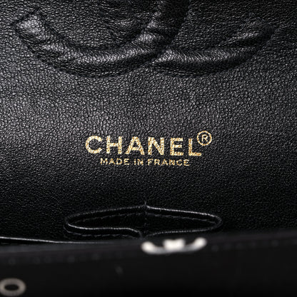 Chanel Canvas Coco Printed Quilted Medium Double Flap Black White 6 of 13