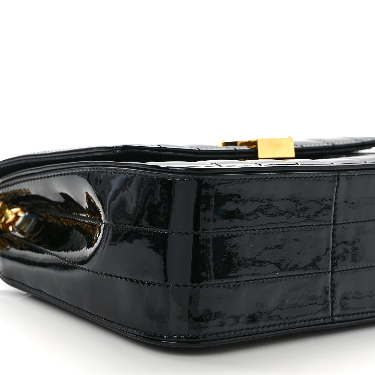 Patent Calfskin Matelasse Monogram Medium Vicky Chain Bag Black