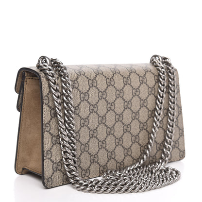 Gucci GG Supreme Monogram Suede Crystal Small Dionysus Shoulder Bag Beige Ebony Taupe 3 of 10