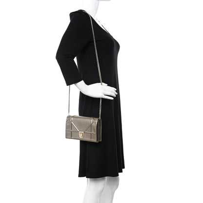 Christian Dior Metallic Patent Micro-Cannage Diorama Wallet on Chain Pouch Gold 2 of 9