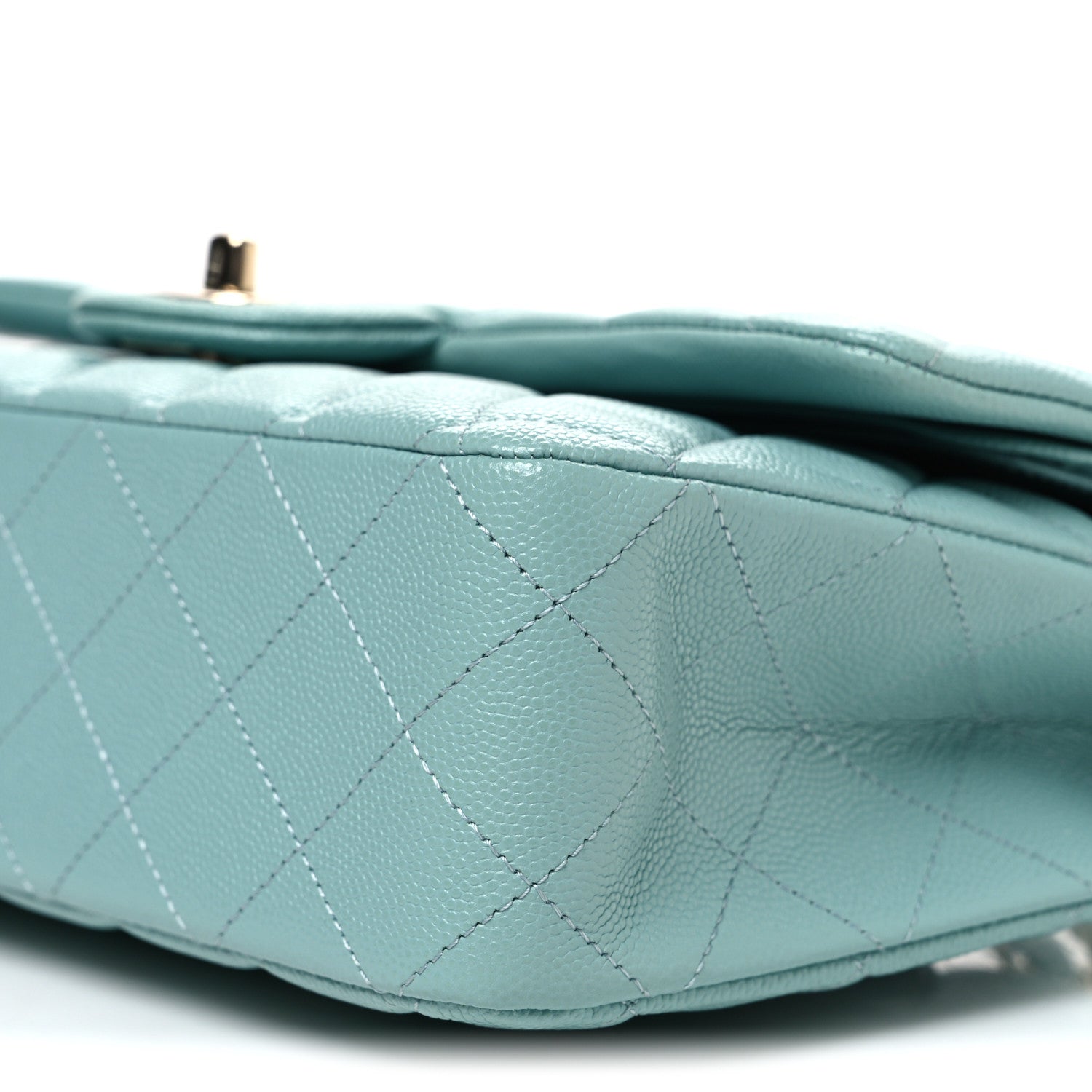 Chanel Caviar Quilted Medium Double Flap Light Blue 10 of 11