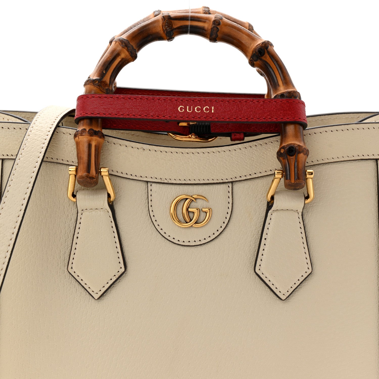 Gucci Wonka Grain Calfskin Medium Diana Tote Bag Mystic White 8 of 11